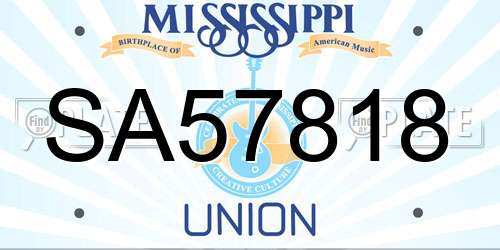 SA57818 Mississippi License Plate