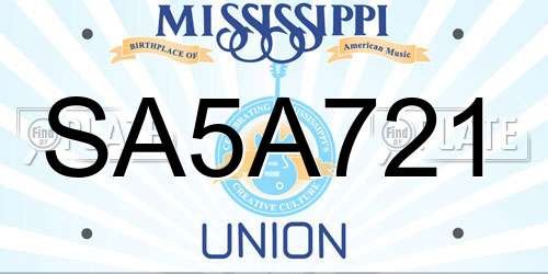 SA5A721 Mississippi License Plate