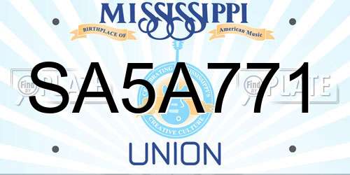 SA5A771 Mississippi License Plate