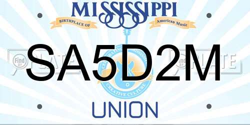 SA5D2M Mississippi License Plate