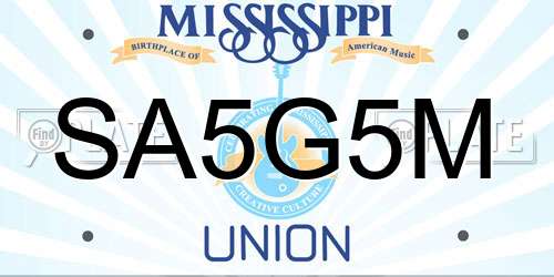 SA5G5M Mississippi License Plate