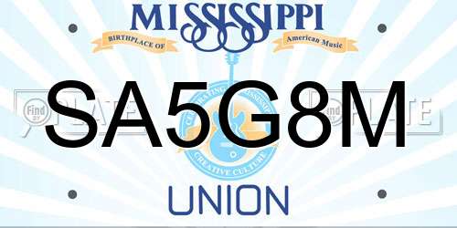 SA5G8M Mississippi License Plate
