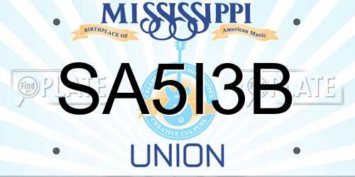 SA5I3B Mississippi License Plate