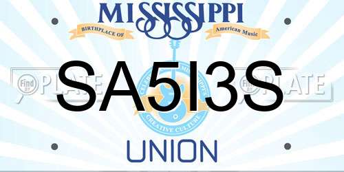 SA5I3S Mississippi License Plate