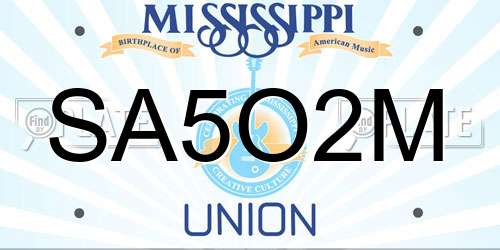 SA5O2M Mississippi License Plate