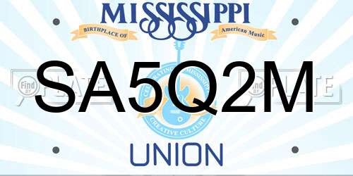 SA5Q2M Mississippi License Plate