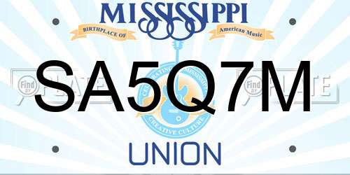 SA5Q7M Mississippi License Plate
