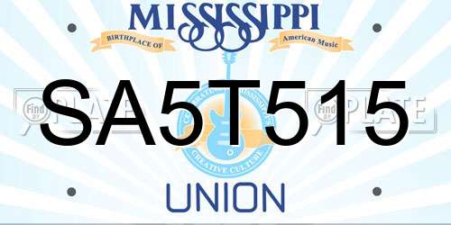 SA5T515 Mississippi License Plate