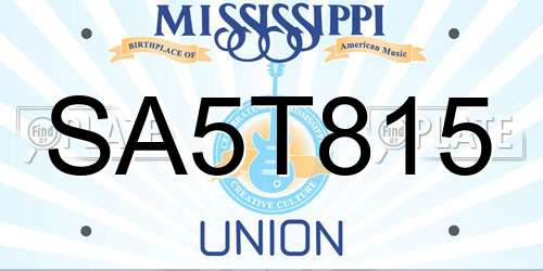 SA5T815 Mississippi License Plate