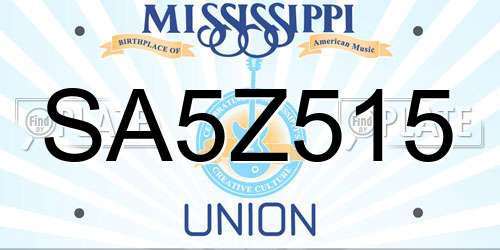 SA5Z515 Mississippi License Plate