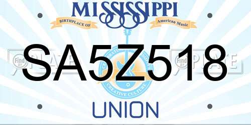 SA5Z518 Mississippi License Plate
