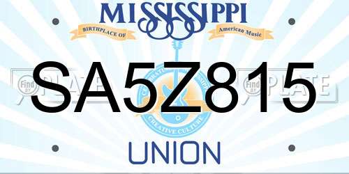 SA5Z815 Mississippi License Plate