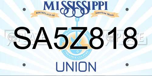 SA5Z818 Mississippi License Plate