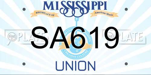 SA619 Mississippi License Plate
