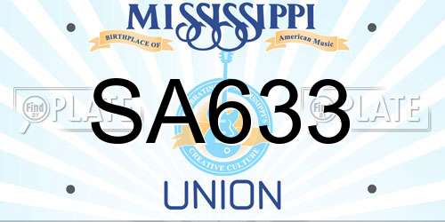SA633 Mississippi License Plate