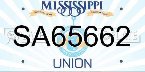 SA65662 Mississippi License Plate