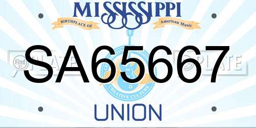 SA65667 Mississippi License Plate