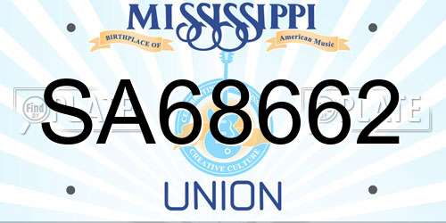 SA68662 Mississippi License Plate