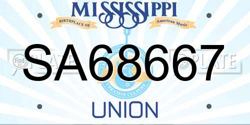 SA68667 Mississippi License Plate