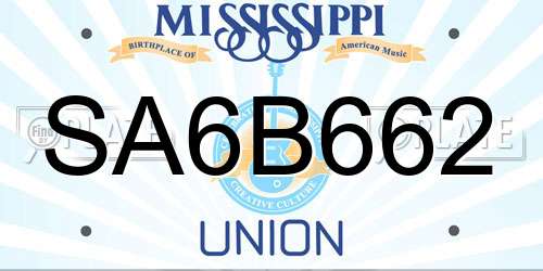 SA6B662 Mississippi License Plate