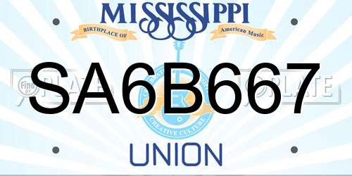 SA6B667 Mississippi License Plate