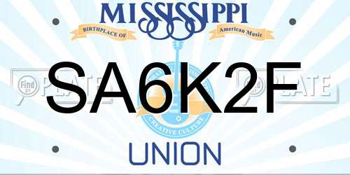 SA6K2F Mississippi License Plate
