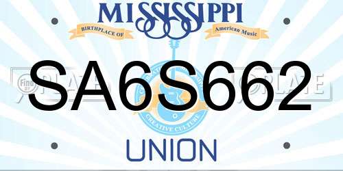 SA6S662 Mississippi License Plate