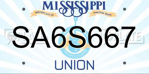 SA6S667 Mississippi License Plate