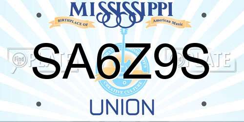SA6Z9S Mississippi License Plate