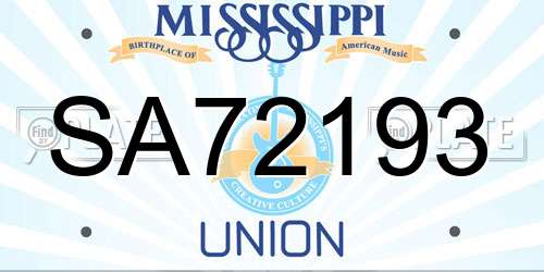 SA72193 Mississippi License Plate