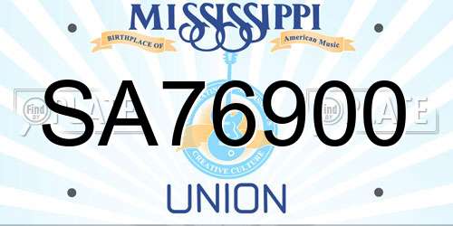 SA76900 Mississippi License Plate