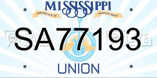 SA77193 Mississippi License Plate