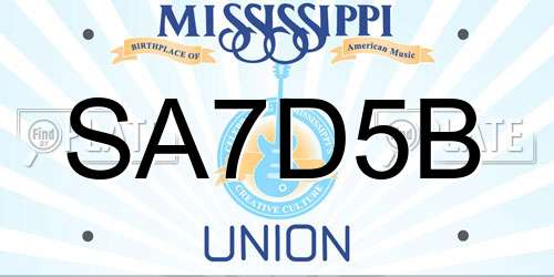 SA7D5B Mississippi License Plate