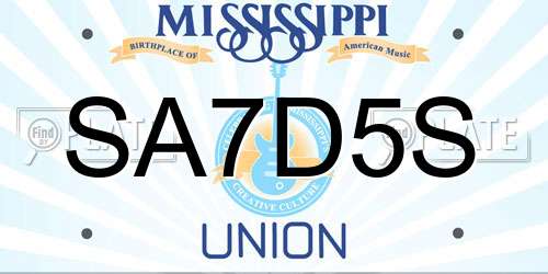 SA7D5S Mississippi License Plate