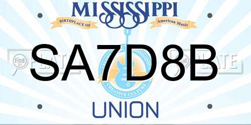 SA7D8B Mississippi License Plate