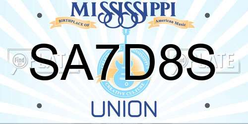 SA7D8S Mississippi License Plate