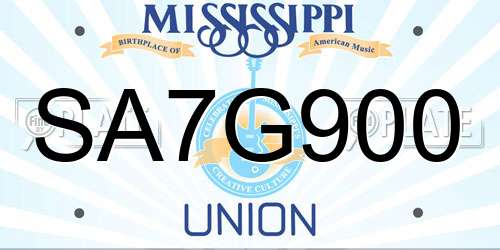 SA7G900 Mississippi License Plate