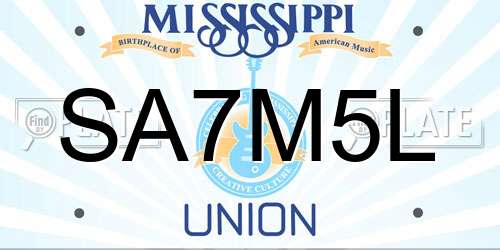 SA7M5L Mississippi License Plate