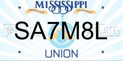 SA7M8L Mississippi License Plate