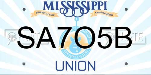 SA7O5B Mississippi License Plate