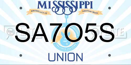 SA7O5S Mississippi License Plate