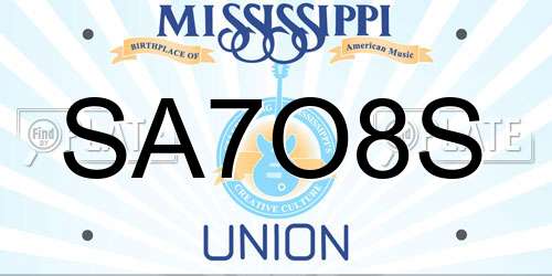 SA7O8S Mississippi License Plate