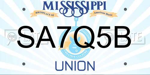 SA7Q5B Mississippi License Plate