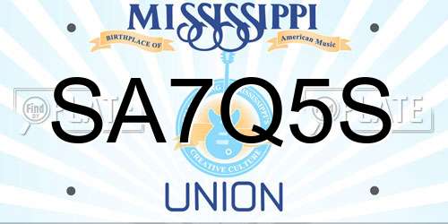 SA7Q5S Mississippi License Plate