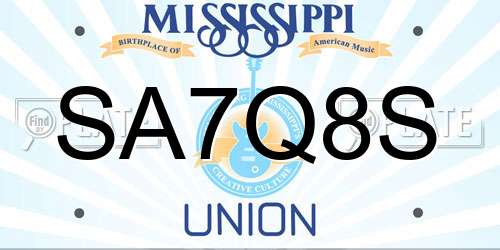 SA7Q8S Mississippi License Plate