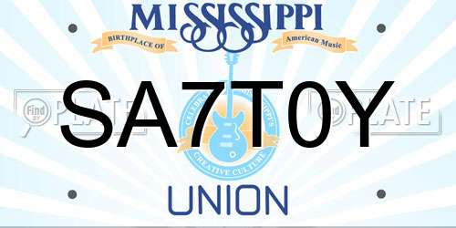 SA7T0Y Mississippi License Plate