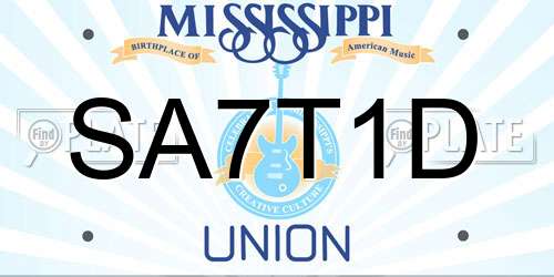 SA7T1D Mississippi License Plate