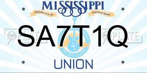 SA7T1Q Mississippi License Plate
