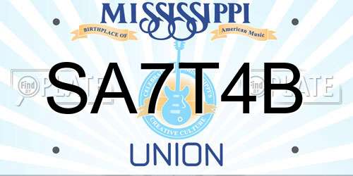SA7T4B Mississippi License Plate