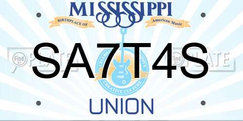 SA7T4S Mississippi License Plate